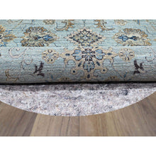 Load image into Gallery viewer, 10&#39;x10&#39; Light Cyan Blue, Agra, All Over Shah Abbas Flower Design, Veggie Dyes, Densely Woven, Natural Wool, Hand Knotted, Round, Oriental Rug FWR456738
