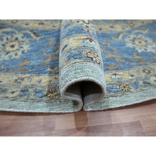 Load image into Gallery viewer, 10&#39;x10&#39; Light Cyan Blue, Agra, All Over Shah Abbas Flower Design, Veggie Dyes, Densely Woven, Natural Wool, Hand Knotted, Round, Oriental Rug FWR456738