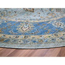 Load image into Gallery viewer, 10&#39;x10&#39; Light Cyan Blue, Agra, All Over Shah Abbas Flower Design, Veggie Dyes, Densely Woven, Natural Wool, Hand Knotted, Round, Oriental Rug FWR456738