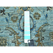 Load image into Gallery viewer, 10&#39;x10&#39; Light Cyan Blue, Agra, All Over Shah Abbas Flower Design, Veggie Dyes, Densely Woven, Natural Wool, Hand Knotted, Round, Oriental Rug FWR456738