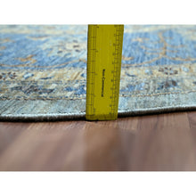 Load image into Gallery viewer, 10&#39;x10&#39; Light Cyan Blue, Agra, All Over Shah Abbas Flower Design, Veggie Dyes, Densely Woven, Natural Wool, Hand Knotted, Round, Oriental Rug FWR456738