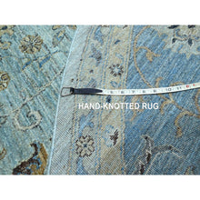 Load image into Gallery viewer, 10&#39;x10&#39; Light Cyan Blue, Agra, All Over Shah Abbas Flower Design, Veggie Dyes, Densely Woven, Natural Wool, Hand Knotted, Round, Oriental Rug FWR456738