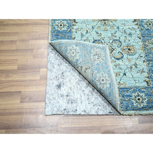 2'9"x29'10" Iceberg Blue, All Over Shah Abbas Flower Design, Veggie Dyes, Densely Woven, Agra, Natural Wool, Hand Knotted, Xl Runner, Oriental Rug FWR456744