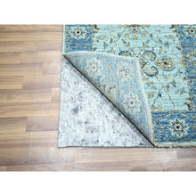 Load image into Gallery viewer, 2&#39;9&quot;x29&#39;10&quot; Iceberg Blue, All Over Shah Abbas Flower Design, Veggie Dyes, Densely Woven, Agra, Natural Wool, Hand Knotted, Xl Runner, Oriental Rug FWR456744