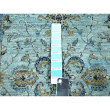 Load image into Gallery viewer, 2&#39;9&quot;x29&#39;10&quot; Iceberg Blue, All Over Shah Abbas Flower Design, Veggie Dyes, Densely Woven, Agra, Natural Wool, Hand Knotted, Xl Runner, Oriental Rug FWR456744
