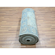 Load image into Gallery viewer, 2&#39;9&quot;x29&#39;10&quot; Iceberg Blue, All Over Shah Abbas Flower Design, Veggie Dyes, Densely Woven, Agra, Natural Wool, Hand Knotted, Xl Runner, Oriental Rug FWR456744