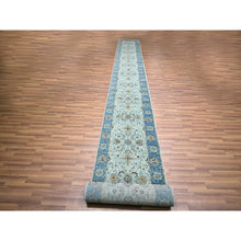 Load image into Gallery viewer, 2&#39;8&quot;x24&#39;1&quot; Ultramarine Blue, Agra, All Over Shah Abbas Flower Design, Natural Dyes, Densely Woven, Pure Wool, Hand Knotted, Xl Runner, Oriental Rug FWR456756