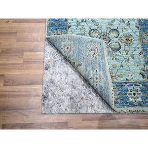 2'8"x24'1" Ultramarine Blue, Agra, All Over Shah Abbas Flower Design, Natural Dyes, Densely Woven, Pure Wool, Hand Knotted, Xl Runner, Oriental Rug FWR456756