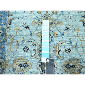2'8"x24'1" Ultramarine Blue, Agra, All Over Shah Abbas Flower Design, Natural Dyes, Densely Woven, Pure Wool, Hand Knotted, Xl Runner, Oriental Rug FWR456756