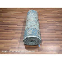 Load image into Gallery viewer, 2&#39;8&quot;x24&#39;1&quot; Ultramarine Blue, Agra, All Over Shah Abbas Flower Design, Natural Dyes, Densely Woven, Pure Wool, Hand Knotted, Xl Runner, Oriental Rug FWR456756