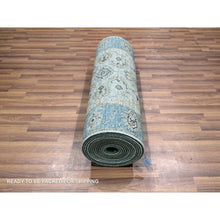 Load image into Gallery viewer, 2&#39;9&quot;x27&#39; Crystal Blue, Veggie Dyes, Agra, All Over Shah Abbas Flower Design, Denser Weave, Pure Wool, Hand Knotted, Xl Runner, Oriental Rug FWR456762