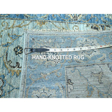 Load image into Gallery viewer, 2&#39;9&quot;x27&#39; Crystal Blue, Veggie Dyes, Agra, All Over Shah Abbas Flower Design, Denser Weave, Pure Wool, Hand Knotted, Xl Runner, Oriental Rug FWR456762
