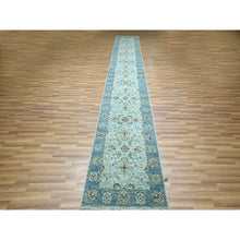 Load image into Gallery viewer, 2&#39;8&quot;x16&#39;1&quot; Sky Blue, All Over Shah Abbas Flower Design, Natural Dyes, Agra, Pure Wool, Densely Woven, Hand Knotted, Xl Runner, Oriental Rug FWR456768