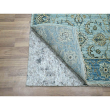 Load image into Gallery viewer, 2&#39;6&quot;x14&#39; Light Cyan Blue, All Over Shah Abbas Flower Design, Vegetable Dyes, Denser Weave, Agra, Pure Wool, Hand Knotted, Runner, Oriental Rug FWR456774