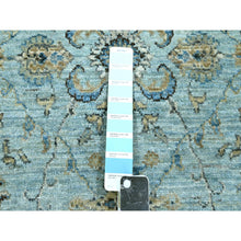 Load image into Gallery viewer, 2&#39;6&quot;x14&#39; Light Cyan Blue, All Over Shah Abbas Flower Design, Vegetable Dyes, Denser Weave, Agra, Pure Wool, Hand Knotted, Runner, Oriental Rug FWR456774
