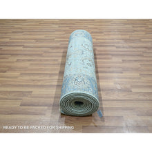 Load image into Gallery viewer, 2&#39;6&quot;x14&#39; Light Cyan Blue, All Over Shah Abbas Flower Design, Vegetable Dyes, Denser Weave, Agra, Pure Wool, Hand Knotted, Runner, Oriental Rug FWR456774