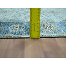 Load image into Gallery viewer, 2&#39;6&quot;x14&#39; Light Cyan Blue, All Over Shah Abbas Flower Design, Vegetable Dyes, Denser Weave, Agra, Pure Wool, Hand Knotted, Runner, Oriental Rug FWR456774