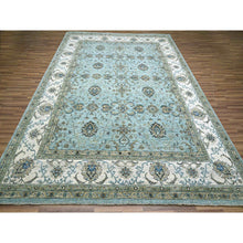 Load image into Gallery viewer, 9&#39;1&quot;x12&#39; Sapphire Blue, Hand Knotted, Agra, Shah Abbas Flower Vines Design, Natural Dyes, Pure Wool, Denser Weave, Oriental Rug FWR456792