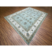 Load image into Gallery viewer, 9&#39;1&quot;x12&#39; Sapphire Blue, Hand Knotted, Agra, Shah Abbas Flower Vines Design, Natural Dyes, Pure Wool, Denser Weave, Oriental Rug FWR456792
