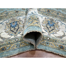 Load image into Gallery viewer, 9&#39;1&quot;x12&#39; Sapphire Blue, Hand Knotted, Agra, Shah Abbas Flower Vines Design, Natural Dyes, Pure Wool, Denser Weave, Oriental Rug FWR456792