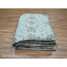 Load image into Gallery viewer, 9&#39;1&quot;x12&#39; Sapphire Blue, Hand Knotted, Agra, Shah Abbas Flower Vines Design, Natural Dyes, Pure Wool, Denser Weave, Oriental Rug FWR456792