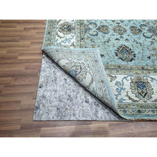 Load image into Gallery viewer, 8&#39;1&quot;x9&#39;10&quot; Morning Blue, Veggie Dyes, Agra, Shah Abbas Flower Vines Design, Hand Knotted, Natural Wool, Denser Weave, Oriental Rug FWR456798