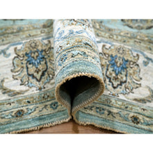 Load image into Gallery viewer, 8&#39;1&quot;x9&#39;10&quot; Morning Blue, Veggie Dyes, Agra, Shah Abbas Flower Vines Design, Hand Knotted, Natural Wool, Denser Weave, Oriental Rug FWR456798