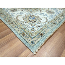 Load image into Gallery viewer, 8&#39;1&quot;x9&#39;10&quot; Morning Blue, Veggie Dyes, Agra, Shah Abbas Flower Vines Design, Hand Knotted, Natural Wool, Denser Weave, Oriental Rug FWR456798