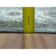 Load image into Gallery viewer, 8&#39;1&quot;x9&#39;10&quot; Morning Blue, Veggie Dyes, Agra, Shah Abbas Flower Vines Design, Hand Knotted, Natural Wool, Denser Weave, Oriental Rug FWR456798