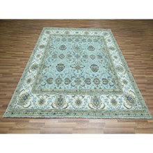 Load image into Gallery viewer, 8&#39;1&quot;x8&#39;1&quot; Crystal Blue, Agra, Shah Abbas Flower Vines Design, Luxurious Wool, Denser Weave, Vegetable Dyes, Hand Knotted, Square, Oriental Rug FWR456804