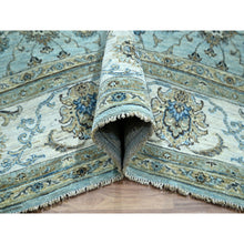 Load image into Gallery viewer, 8&#39;1&quot;x8&#39;1&quot; Crystal Blue, Agra, Shah Abbas Flower Vines Design, Luxurious Wool, Denser Weave, Vegetable Dyes, Hand Knotted, Square, Oriental Rug FWR456804
