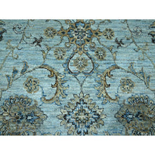 Load image into Gallery viewer, 8&#39;1&quot;x8&#39;1&quot; Crystal Blue, Agra, Shah Abbas Flower Vines Design, Luxurious Wool, Denser Weave, Vegetable Dyes, Hand Knotted, Square, Oriental Rug FWR456804