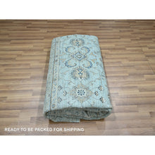 Load image into Gallery viewer, 8&#39;1&quot;x8&#39;1&quot; Crystal Blue, Agra, Shah Abbas Flower Vines Design, Luxurious Wool, Denser Weave, Vegetable Dyes, Hand Knotted, Square, Oriental Rug FWR456804