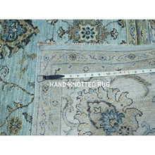 Load image into Gallery viewer, 8&#39;1&quot;x8&#39;1&quot; Crystal Blue, Agra, Shah Abbas Flower Vines Design, Luxurious Wool, Denser Weave, Vegetable Dyes, Hand Knotted, Square, Oriental Rug FWR456804