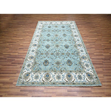 Load image into Gallery viewer, 6&#39;x9&#39;1&quot; Baby Blue, Hand Knotted, Agra, Shah Abbas Flower Vines Design, Pure Wool, Veggie Dyes, Denser Weave, Oriental Rug FWR456822