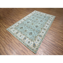 Load image into Gallery viewer, 6&#39;x9&#39;1&quot; Baby Blue, Hand Knotted, Agra, Shah Abbas Flower Vines Design, Pure Wool, Veggie Dyes, Denser Weave, Oriental Rug FWR456822