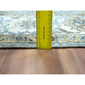 6'x9'1" Baby Blue, Hand Knotted, Agra, Shah Abbas Flower Vines Design, Pure Wool, Veggie Dyes, Denser Weave, Oriental Rug FWR456822