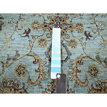Load image into Gallery viewer, 7&#39;x7&#39; Crystal Blue, Natural Dyes, Agra, Shah Abbas Flower Vines Design, Hand Knotted, Luxurious Wool, Denser Weave, Round, Oriental Rug FWR456828