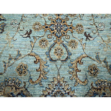 Load image into Gallery viewer, 7&#39;x7&#39; Crystal Blue, Natural Dyes, Agra, Shah Abbas Flower Vines Design, Hand Knotted, Luxurious Wool, Denser Weave, Round, Oriental Rug FWR456828