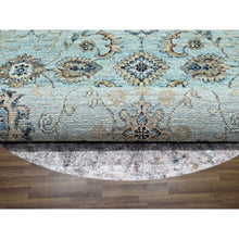 Load image into Gallery viewer, 6&#39;1&quot;x6&#39;1&quot; Cerulean Blue, Hand Knotted, Agra, Shah Abbas Flower Vines Design, Vegetable Dyes, Luxurious Wool, Denser Weave, Round, Oriental Rug FWR456834