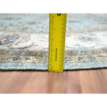 Load image into Gallery viewer, 8&#39;x8&#39; Crystal Blue, Agra, Shah Abbas Flower Vines Design, Hand Knotted, Pure Wool, Natural Dyes, Denser Weave, Round, Oriental Rug FWR456840