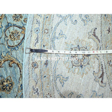 Load image into Gallery viewer, 8&#39;x8&#39; Crystal Blue, Agra, Shah Abbas Flower Vines Design, Hand Knotted, Pure Wool, Natural Dyes, Denser Weave, Round, Oriental Rug FWR456840