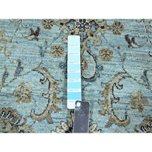 Load image into Gallery viewer, 9&#39;x9&#39; Cerulean Blue, Agra, All Over Shah Abbas Flower Design, Veggie Dyes, Densely Woven, Natural Wool, Hand Knotted, Round, Oriental Rug FWR456852