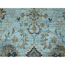 Load image into Gallery viewer, 9&#39;x9&#39; Cerulean Blue, Agra, All Over Shah Abbas Flower Design, Veggie Dyes, Densely Woven, Natural Wool, Hand Knotted, Round, Oriental Rug FWR456852