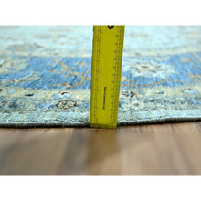 Load image into Gallery viewer, 9&#39;x9&#39; Cerulean Blue, Agra, All Over Shah Abbas Flower Design, Veggie Dyes, Densely Woven, Natural Wool, Hand Knotted, Round, Oriental Rug FWR456852
