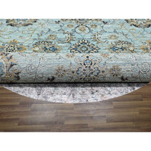 Load image into Gallery viewer, 7&#39;2&quot;x7&#39;2&quot; Powder Blue, Denser Weave, Agra, All Over Shah Abbas Flower Design, Vegetable Dyes, Pure Wool, Hand Knotted, Round, Oriental Rug FWR456858