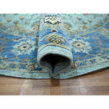 Load image into Gallery viewer, 7&#39;2&quot;x7&#39;2&quot; Powder Blue, Denser Weave, Agra, All Over Shah Abbas Flower Design, Vegetable Dyes, Pure Wool, Hand Knotted, Round, Oriental Rug FWR456858