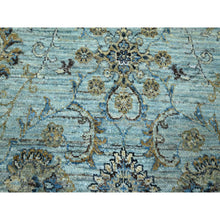 Load image into Gallery viewer, 7&#39;2&quot;x7&#39;2&quot; Powder Blue, Denser Weave, Agra, All Over Shah Abbas Flower Design, Vegetable Dyes, Pure Wool, Hand Knotted, Round, Oriental Rug FWR456858
