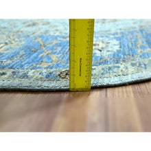 Load image into Gallery viewer, 7&#39;2&quot;x7&#39;2&quot; Powder Blue, Denser Weave, Agra, All Over Shah Abbas Flower Design, Vegetable Dyes, Pure Wool, Hand Knotted, Round, Oriental Rug FWR456858