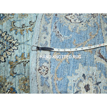 Load image into Gallery viewer, 7&#39;2&quot;x7&#39;2&quot; Powder Blue, Denser Weave, Agra, All Over Shah Abbas Flower Design, Vegetable Dyes, Pure Wool, Hand Knotted, Round, Oriental Rug FWR456858